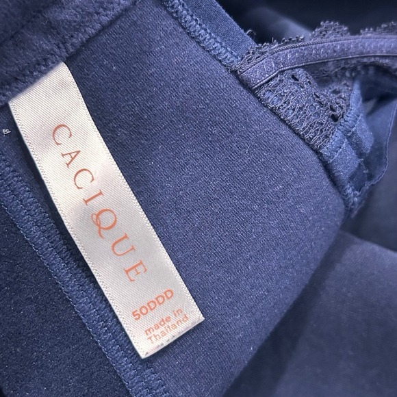 Cacique Bra 50DDD Blue T-Back Wireless Comfort Lace Detail Plus Size - Picture 4 of 9